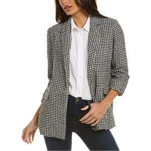 Laundry by Shelli Segal 3/4 Sleeve Boucle Blazer Jacket Houndstooth Size Large